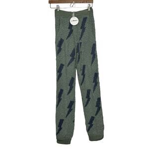 Macaron Knit Lounge Pants Women’s Small Green Lightning Bolt Joggers